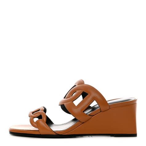 HERMES Nappa Figari 55 Sandals 36 Naturel 